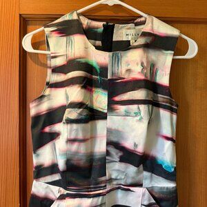 Milly striped white / abstract print minidress